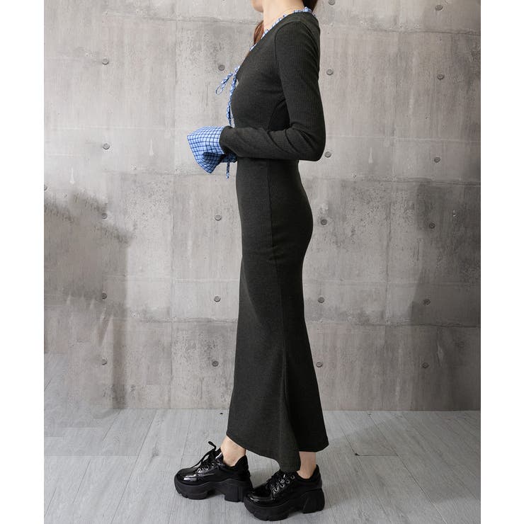 配色リボンニットマーメイドワンピース長袖 | Miniministore | 詳細画像13 