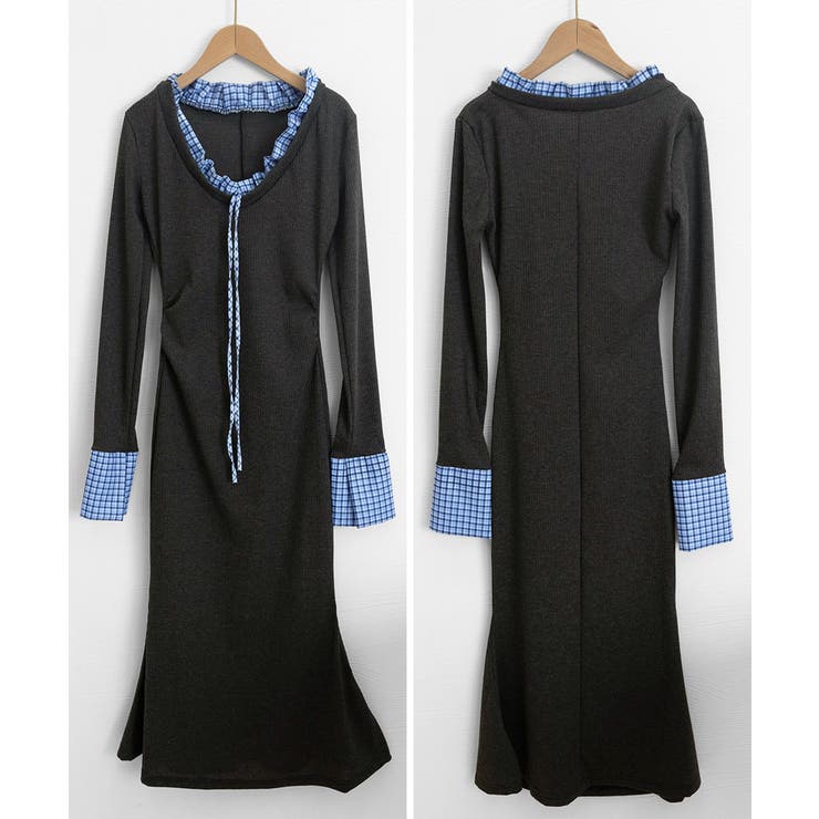 配色リボンニットマーメイドワンピース長袖 | Miniministore | 詳細画像17 