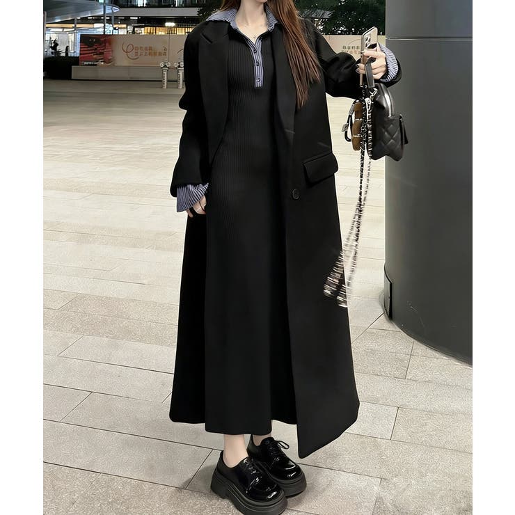 ポロ衿ロングワンピースハーフボタンワンピ | Miniministore | 詳細画像9 