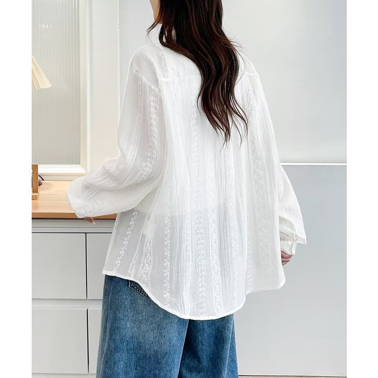 韓国風シアーシャツレース柄ブラウス春夏服 | Miniministore | 詳細画像10 