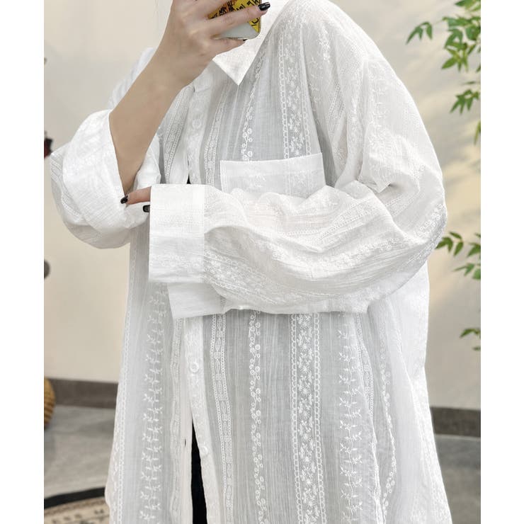韓国風シアーシャツレース柄ブラウス春夏服 | Miniministore | 詳細画像12 