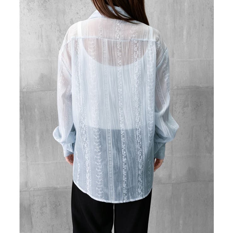 韓国風シアーシャツレース柄ブラウス春夏服 | Miniministore | 詳細画像24 