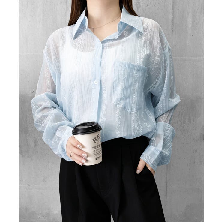 韓国風シアーシャツレース柄ブラウス春夏服 | Miniministore | 詳細画像25 