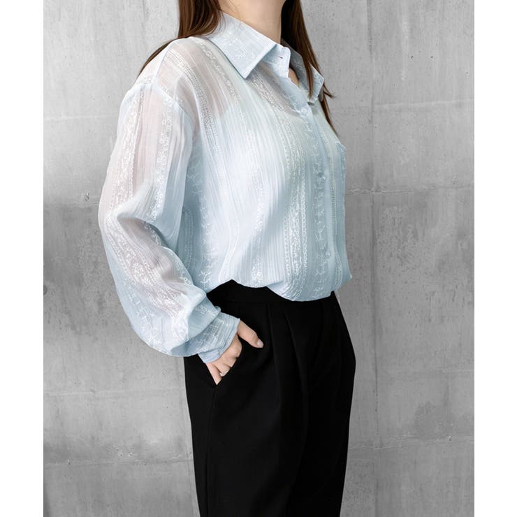 韓国風シアーシャツレース柄ブラウス春夏服 | Miniministore | 詳細画像26 