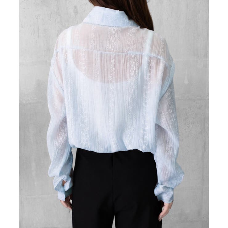 韓国風シアーシャツレース柄ブラウス春夏服 | Miniministore | 詳細画像27 
