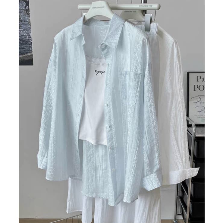 韓国風シアーシャツレース柄ブラウス春夏服 | Miniministore | 詳細画像28 