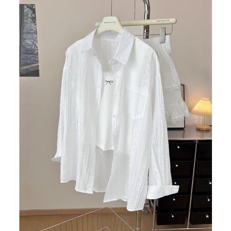 韓国風シアーシャツレース柄ブラウス春夏服 | Miniministore | 詳細画像29 