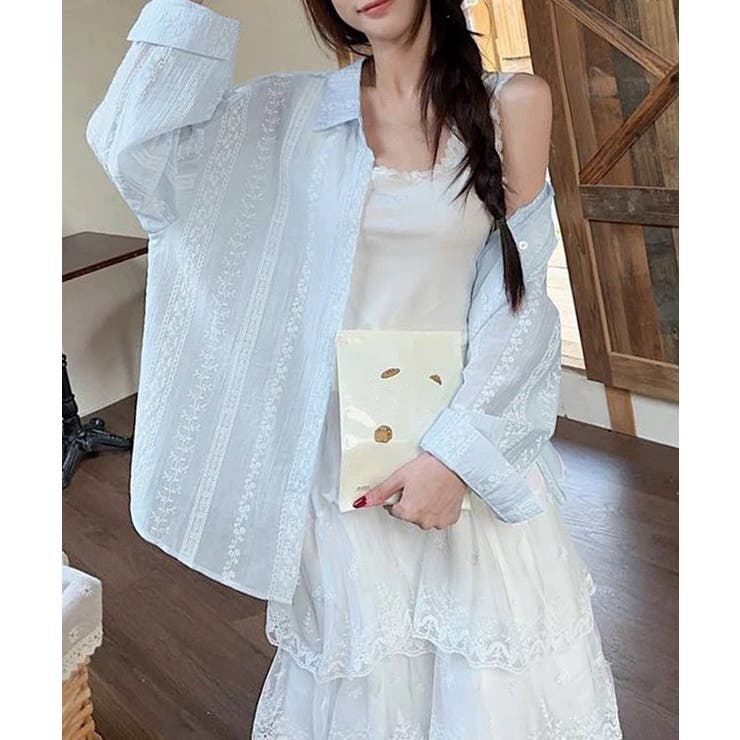 韓国風シアーシャツレース柄ブラウス春夏服 | Miniministore | 詳細画像6 