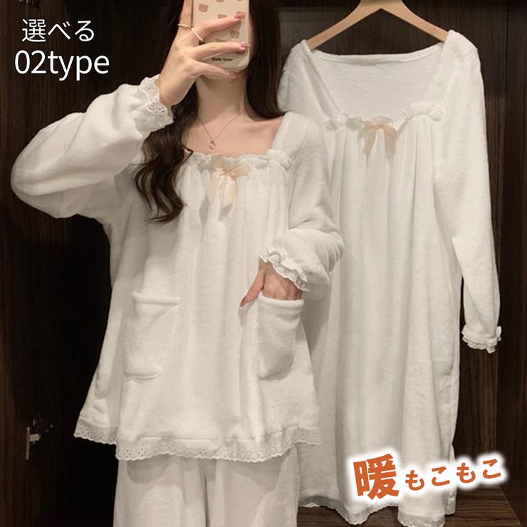 フリースパジャマ 韓国ルームウェア 秋冬 | Miniministore | 詳細画像1 