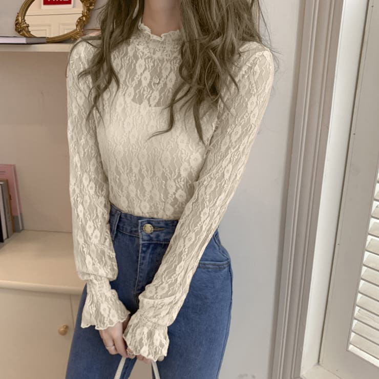 ベージュ | レース ブラウス レディース フリル | Miniministore