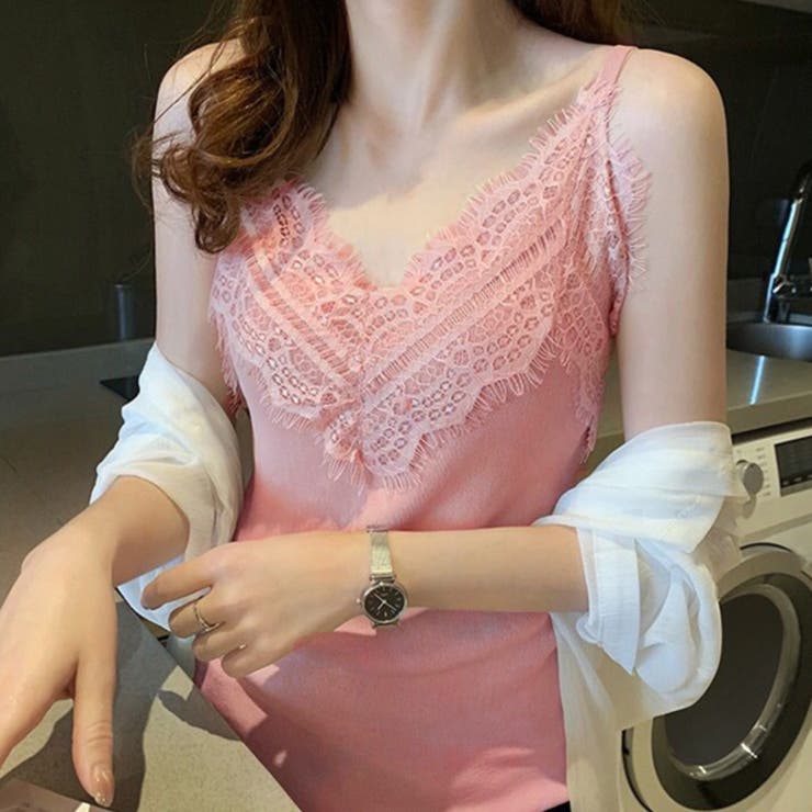 ピンク | レース キャミソール Vネック 重ね着 | Miniministore