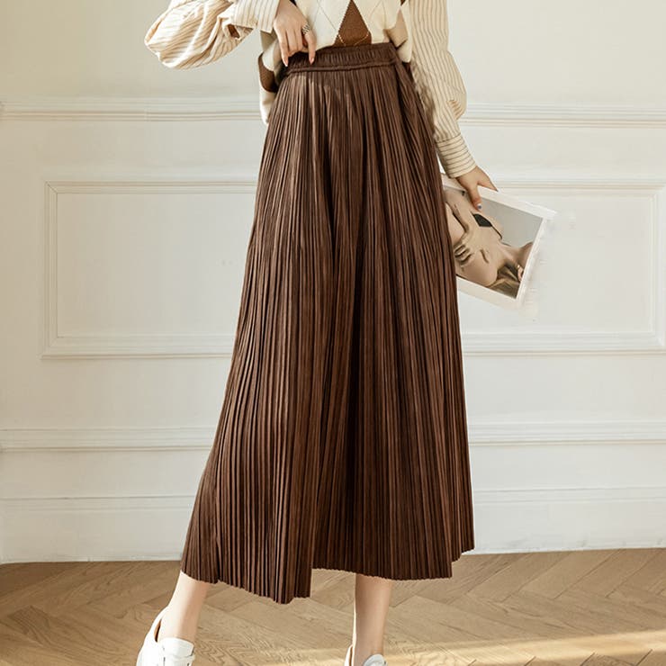 プリーツスカート ハイウエスト 着やせ[品番：AGCW0006042]｜SUNSHINE