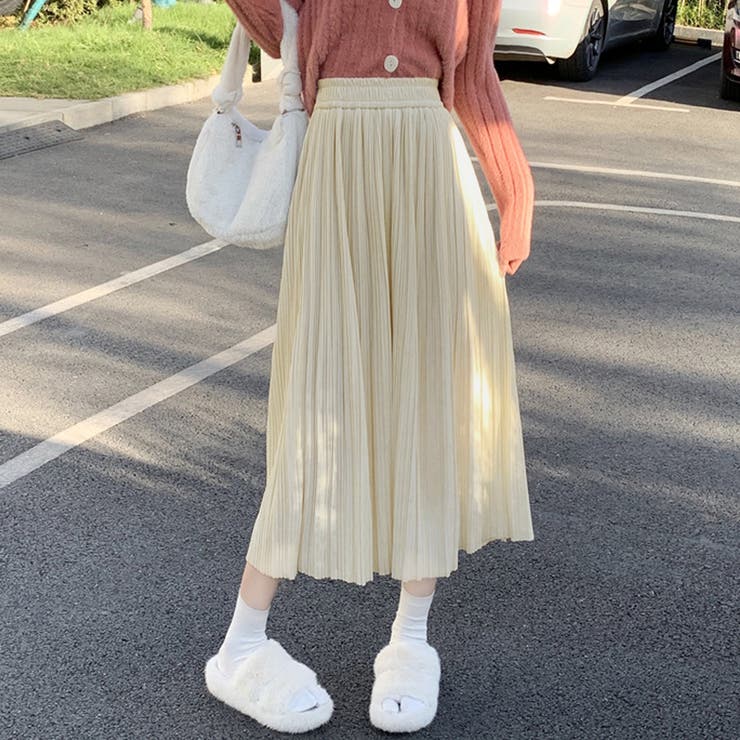 アイボリー | プリーツスカート ハイウエスト 着やせ | SUNSHINE CLOSET