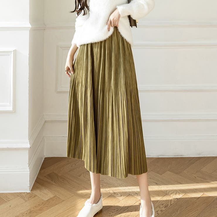 ライトオリーブ | プリーツスカート ハイウエスト 着やせ | SUNSHINE CLOSET