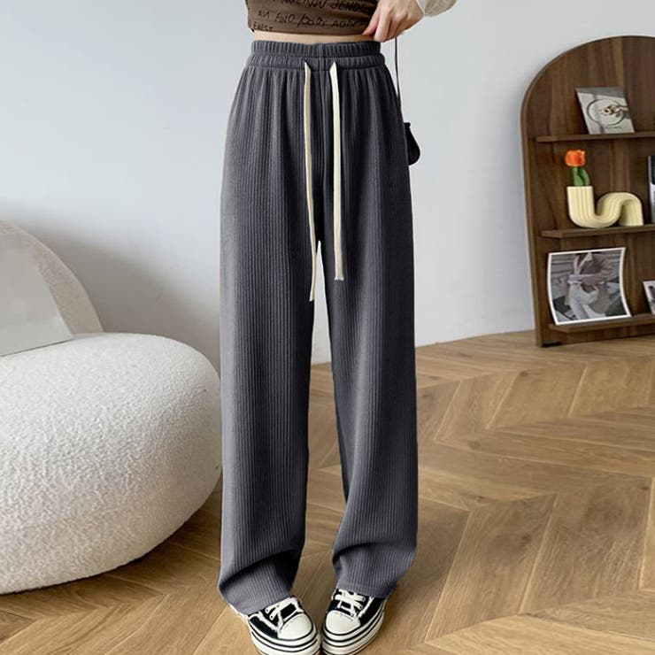 ダークグレー | セミワイドパンツ レディースウエストゴム | Miniministore