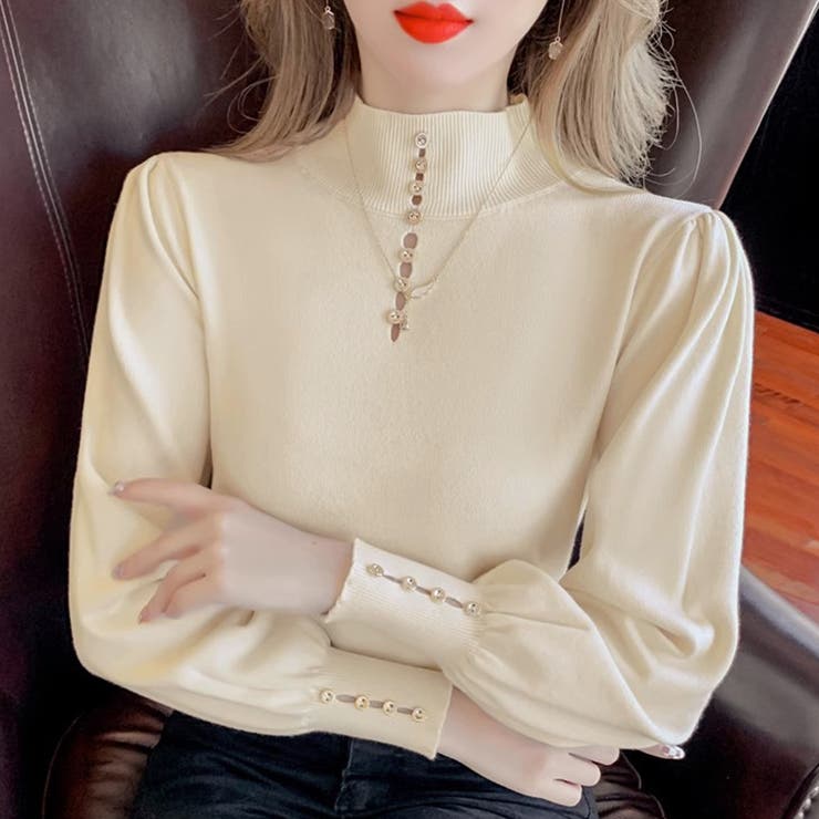 ベージュ | ニットトップス ハイネック ニットウェア | Miniministore