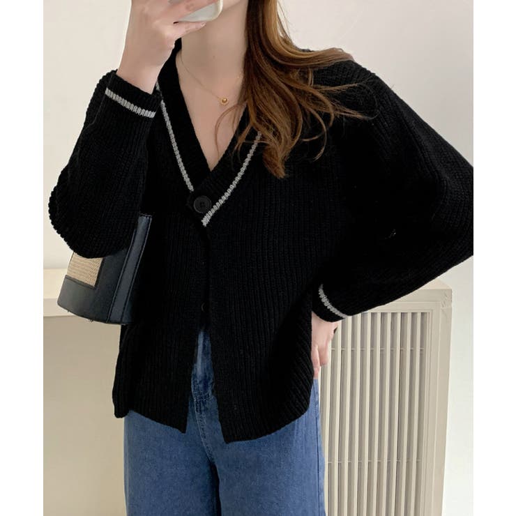 ブラック | ニットカーディガン 韓国風 秋冬セーター | Miniministore