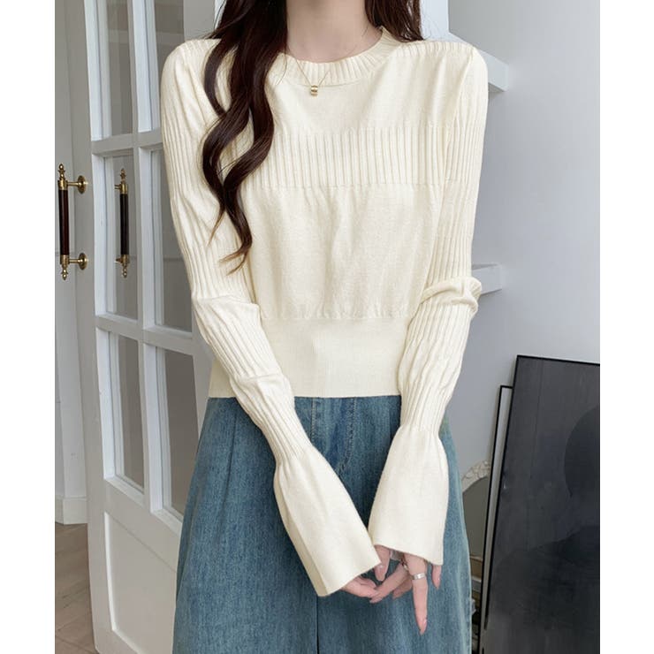 アイボリー | ベルスリーブニットトップス レディース | SUNSHINE CLOSET