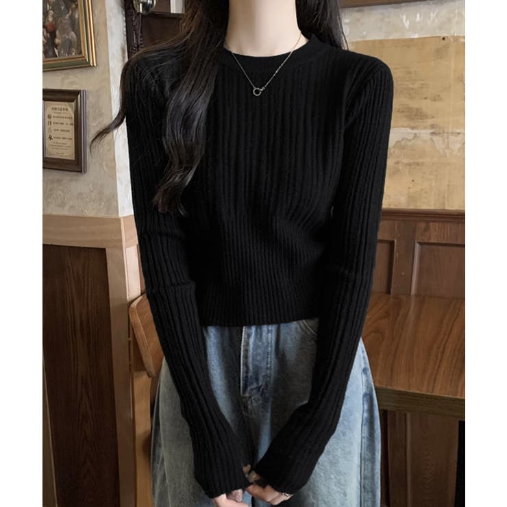 ブラック | 秋冬 ニットトップス レディースきれいめ | Miniministore