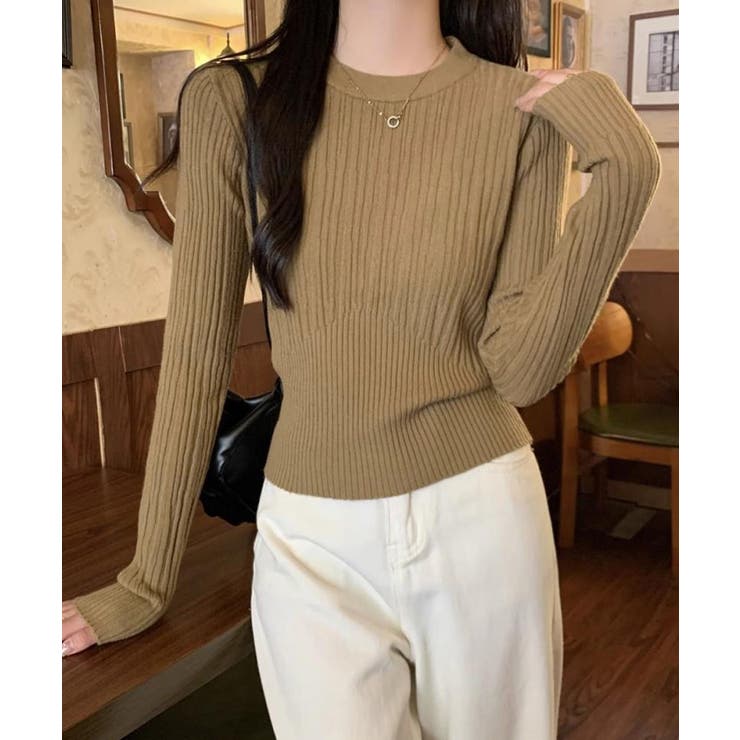 ダークベージュ | 秋冬 ニットトップス レディースきれいめ | Miniministore