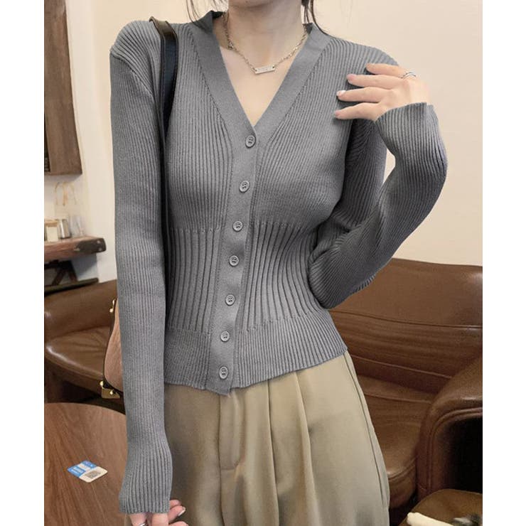グレー | カーディガン vネック レディース韓国風 | Miniministore