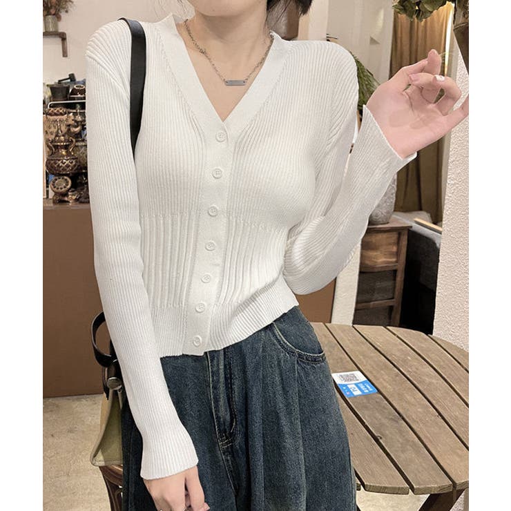 ホワイト | カーディガン vネック レディース韓国風 | Miniministore