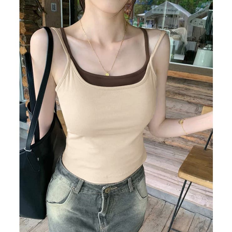 ベージュ | カップ付きキャミソール ブラトップ韓国風 | Miniministore