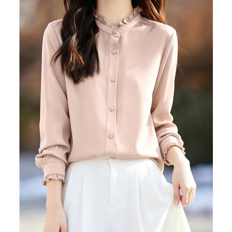 ピンク | フリルブラウス 長袖 レディース 春夏秋 | Miniministore