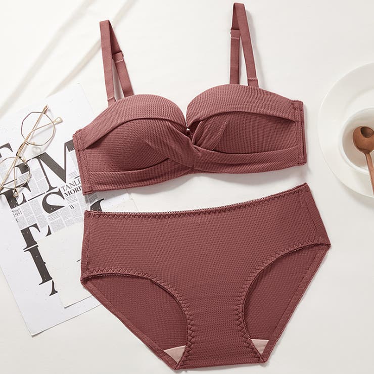 レンガ色 | ブラジャーショーツセット レディース チューブブラジャー | Miniministore
