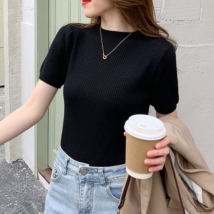 リブ タイトニット トップス[品番：II000006446]｜Miniministore