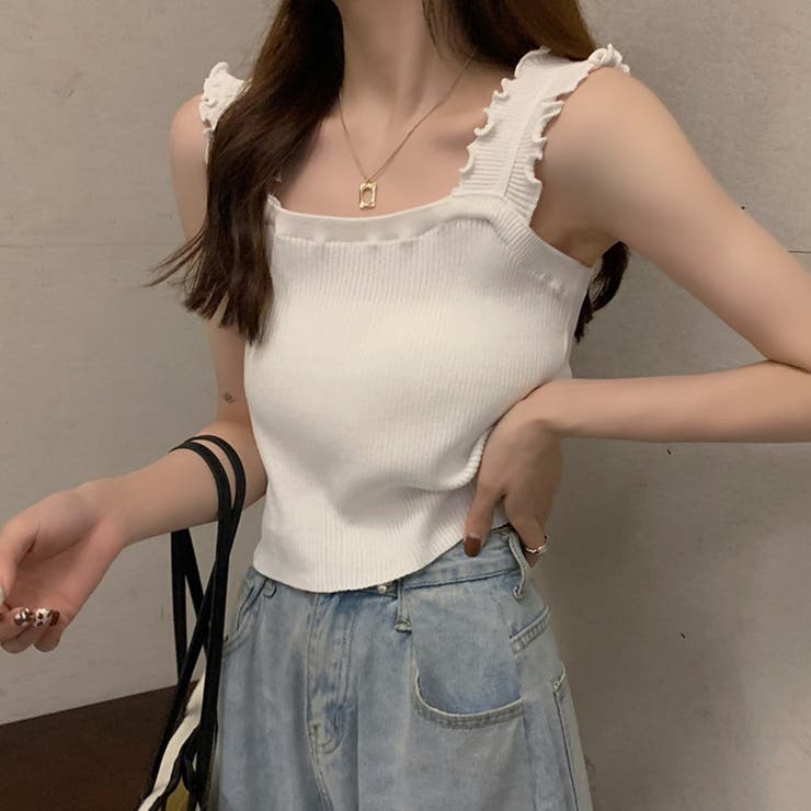 リブニット トップス スクエアネック | Miniministore | 詳細画像4 