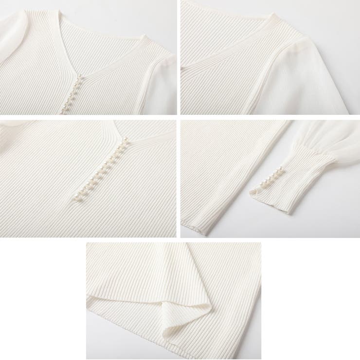 ニットトップス レディース シフォン袖 | Miniministore | 詳細画像3 