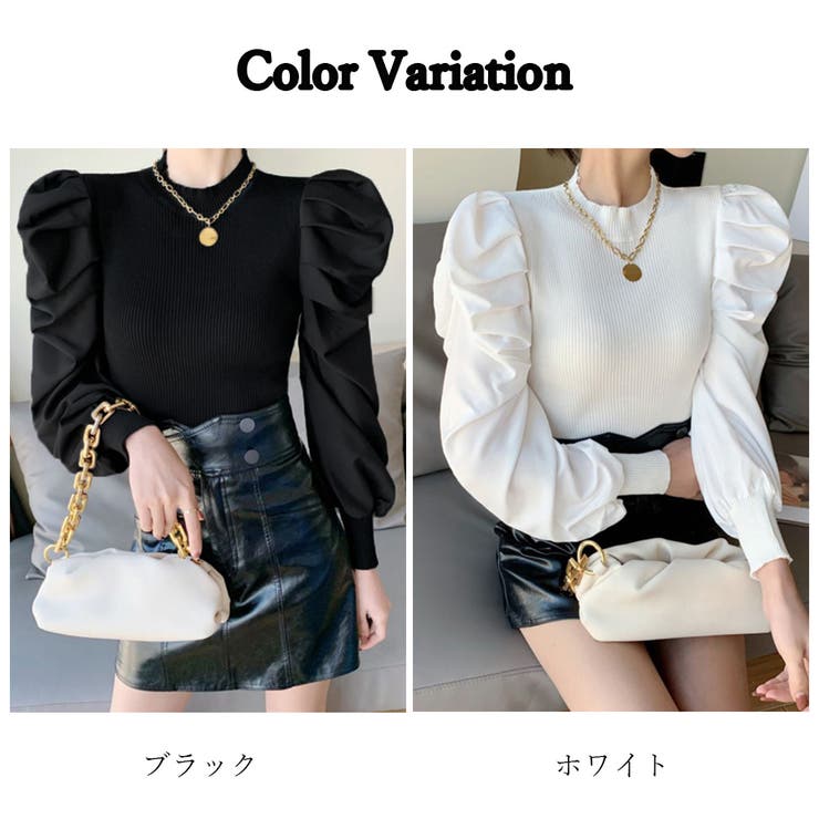 ニットトップス 重ね着風 リブニット | Miniministore | 詳細画像2 