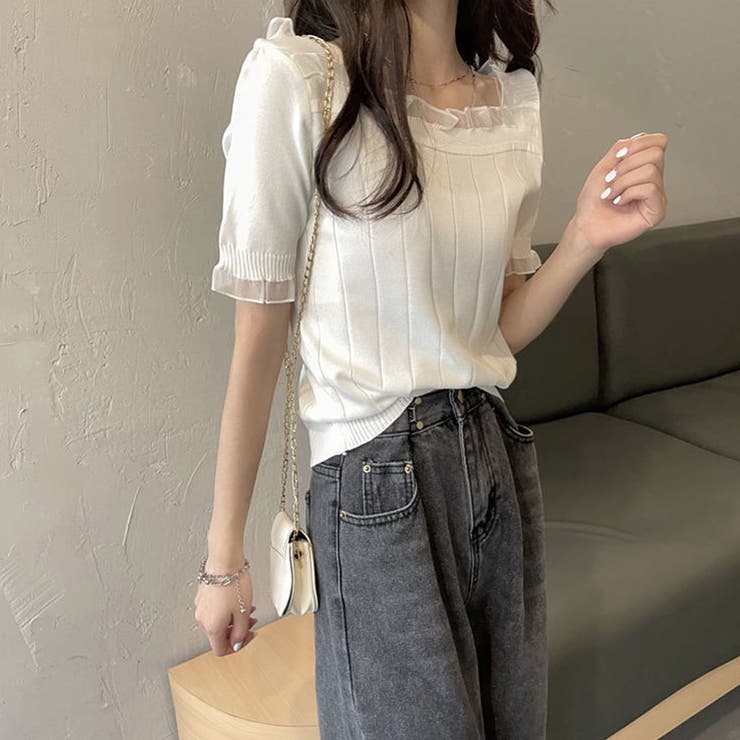 スクエアネック サマーニット レース付き | Miniministore | 詳細画像6 