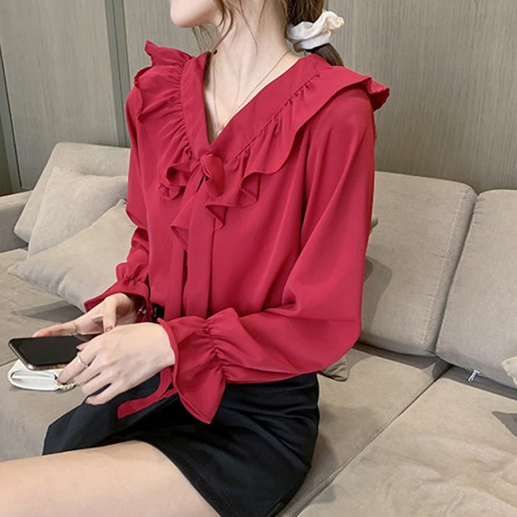 ボディシャツ 通勤 OLスタイル フリルブラウス 配色 大人 ミセス 上品 トップス レディース シャツ ブラウス セレモニー フォーマル 長袖 着崩れない 春コーデ フリル襟 ボウタイブラウス 大人通勤OL オフィスカジュアル[品番