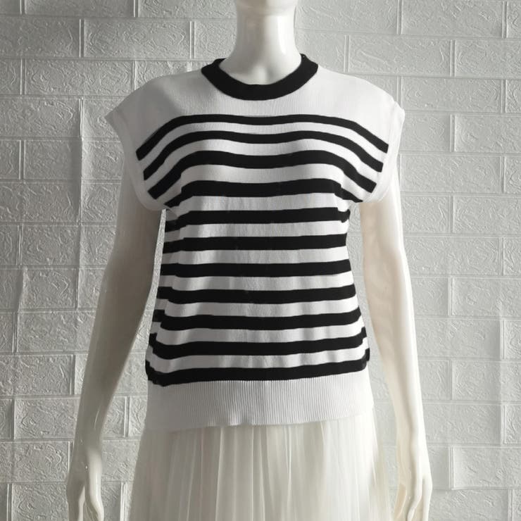 フレンチスリーブサマーニット ボーダー柄 | Miniministore | 詳細画像12 