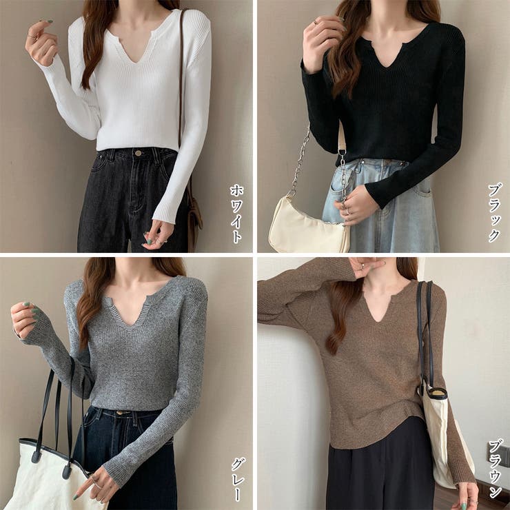 キーネック タイトリブニット 韓国風 | Miniministore | 詳細画像2 