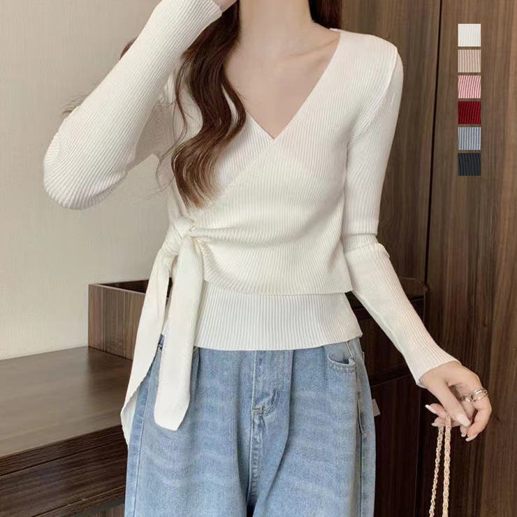 カシュクールリブニットトップス  大人秋服[品番：II000009400]｜Miniministore（ミニミニストア）のレディースファッション通販｜SHOPLIST（ショップリスト）