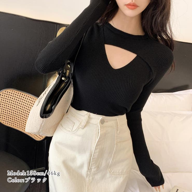 フロントオープンリブニット 韓国風 秋冬 | Miniministore | 詳細画像6 