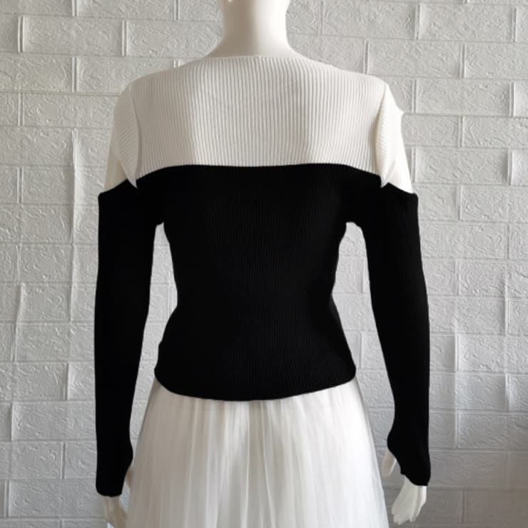 肩あきニットトップス バイカラー大人秋服 | Miniministore | 詳細画像9 