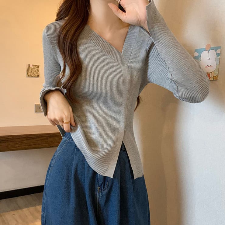 リブニットトップス フロントスリット | Miniministore | 詳細画像8 