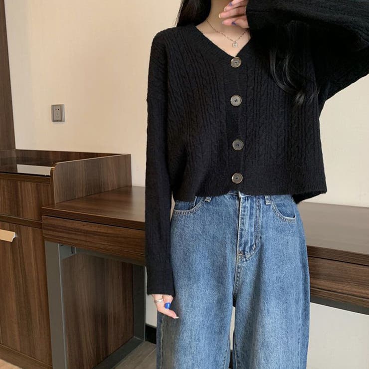 ケーブル編みニットカーディガン Vネック | Miniministore | 詳細画像6 