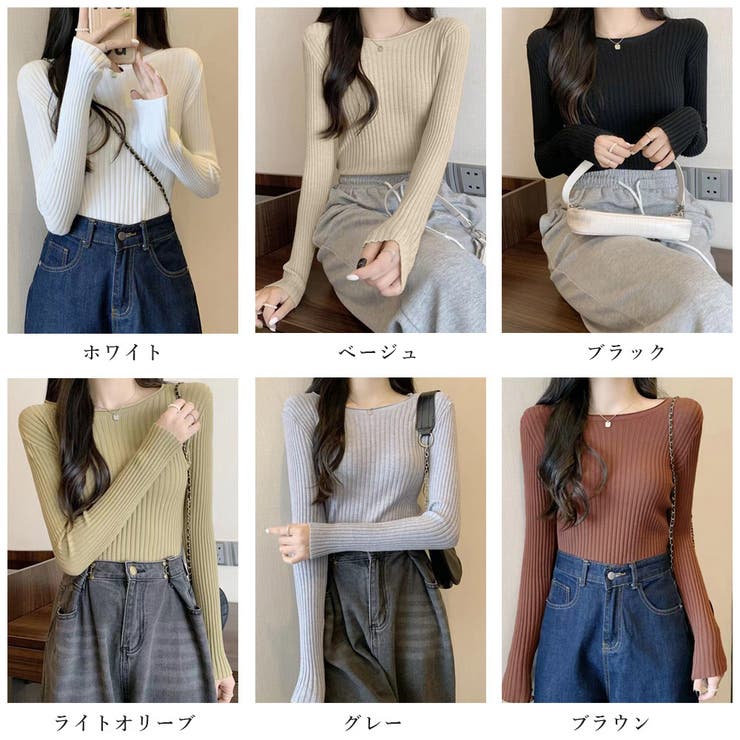 リブニットトップスレディースクルーネック | Miniministore | 詳細画像2 