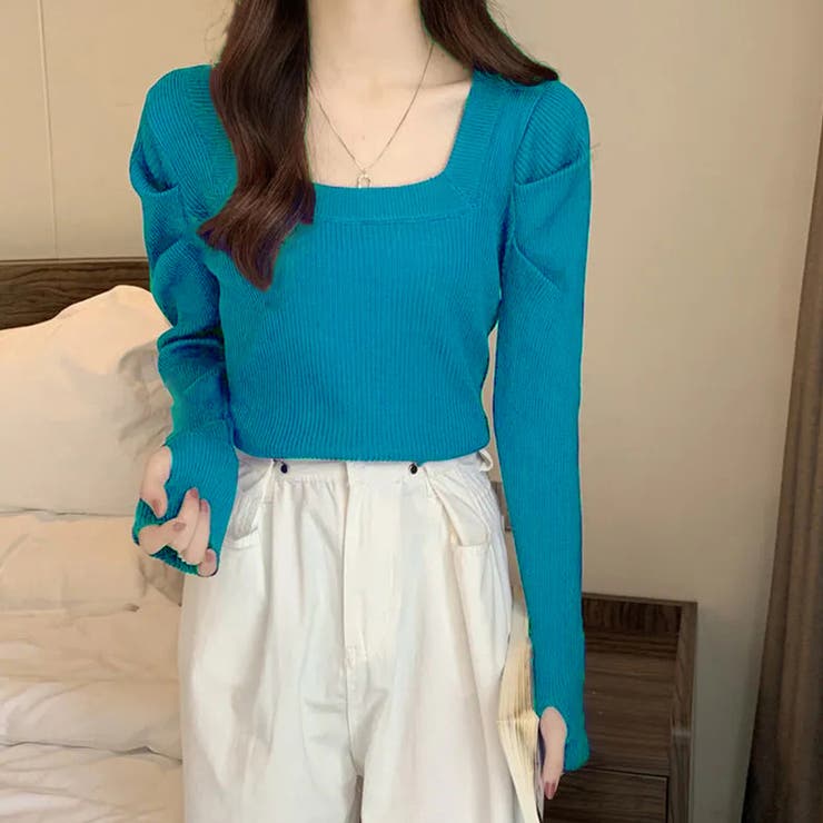 フィンガーホール ニットトップス 韓国風 | Miniministore | 詳細画像9 