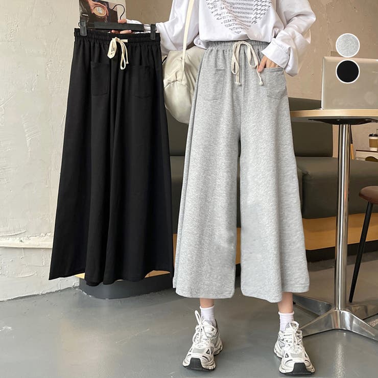 スウェットワイドパンツ ウエストゴム韓国 | Miniministore | 詳細画像1 