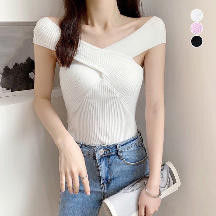 2WAYオフショルダーサマーニット 春夏 | Miniministore | 詳細画像1 