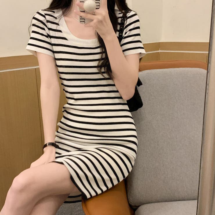 ニットワンピース ボーダー柄タイトワンピ | Miniministore | 詳細画像2 