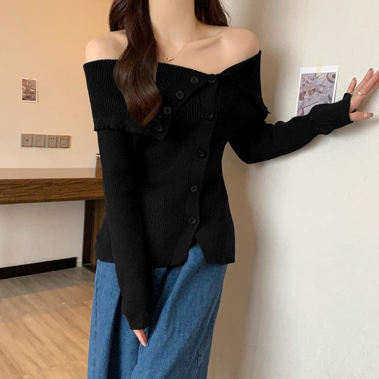 ニットトップス オフショルダー リブニット[品番：II000011020]｜Miniministore（ミニミニストア）のレディースファッション通販｜SHOPLIST（ショップリスト）