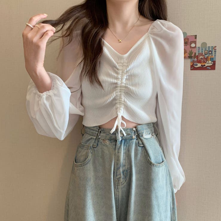 ニットトップス ドローストリング 韓国風 | Miniministore | 詳細画像5 