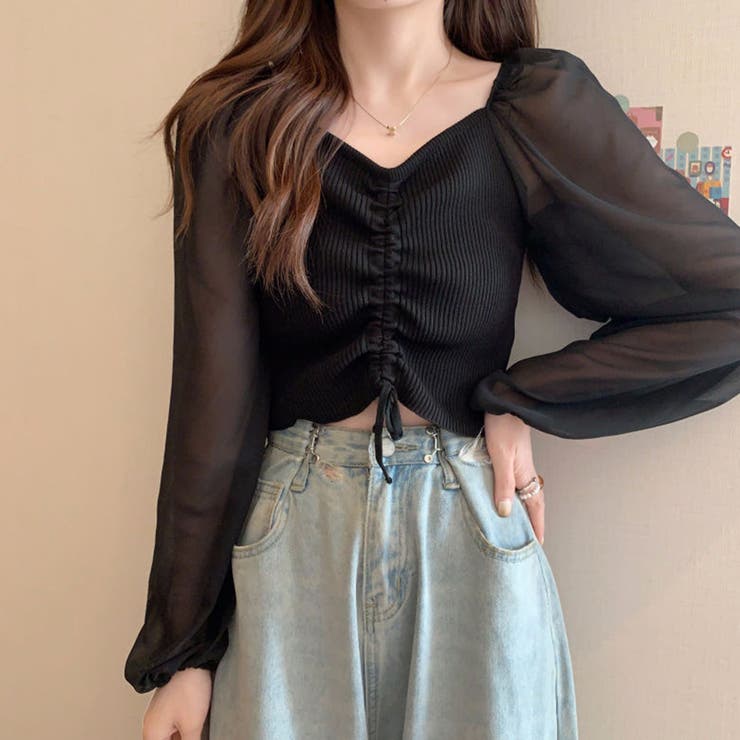 ニットトップス ドローストリング 韓国風 | Miniministore | 詳細画像8 